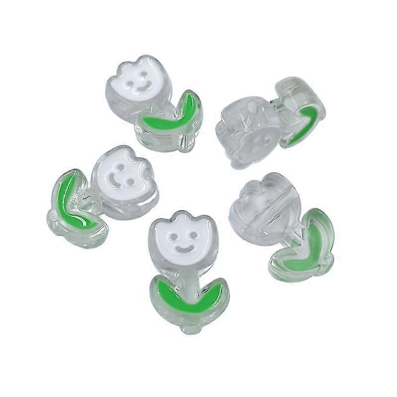 ホームパーティー用品ビーズチューリップ漫画DIYかわいい携帯電話チェーンルーズビーズビーズビーズヘアロープ透明ドリップオイル5PCS 18 * 28