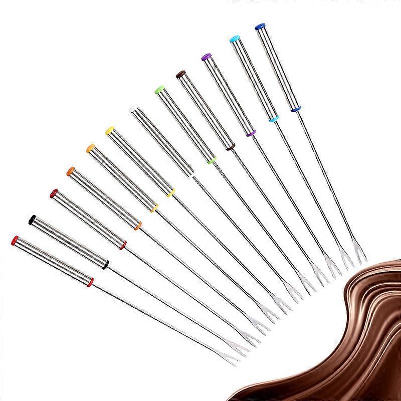 Set of 12 Stainless Steel Dessert Forks - Ideal for Cheese, Meat, Chocolate
