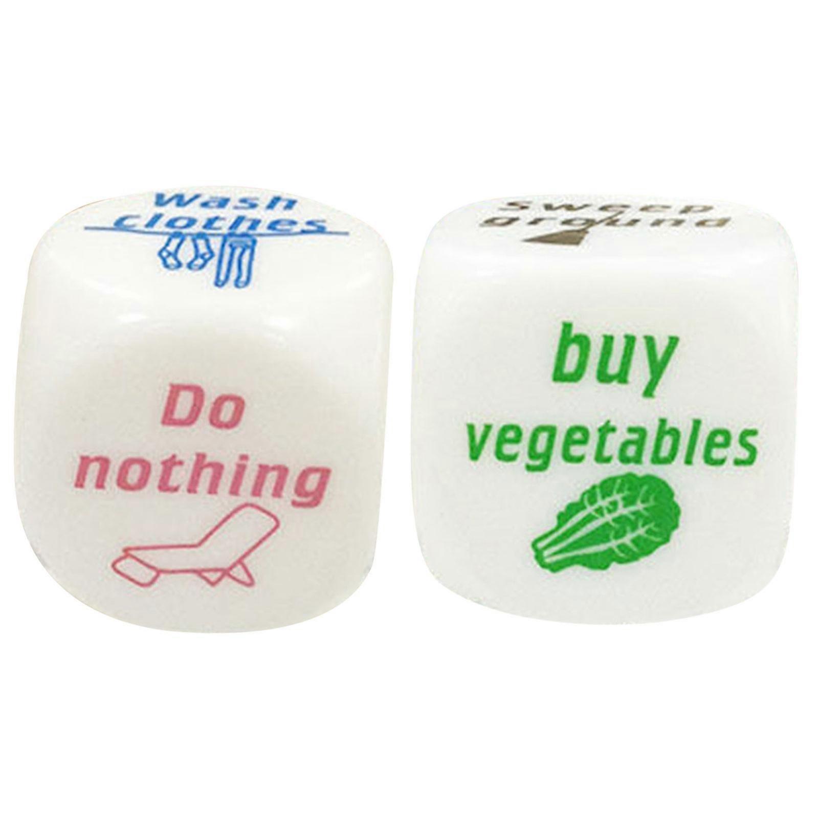 2Pcs 20MM Dice Game Toy Cute Family Housework Dice Six-sided Patterned Rounded Corner Housework Assignment Dice KAESI