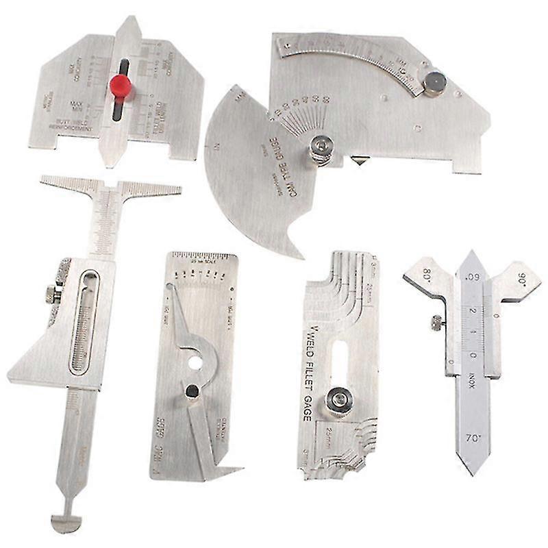 6 stuks lasmaat Lasinspectiemeter Lasnaad / Ronde Hoek / Kroon Testmaat Liniaal Hoek Meting Kit Combinatieset