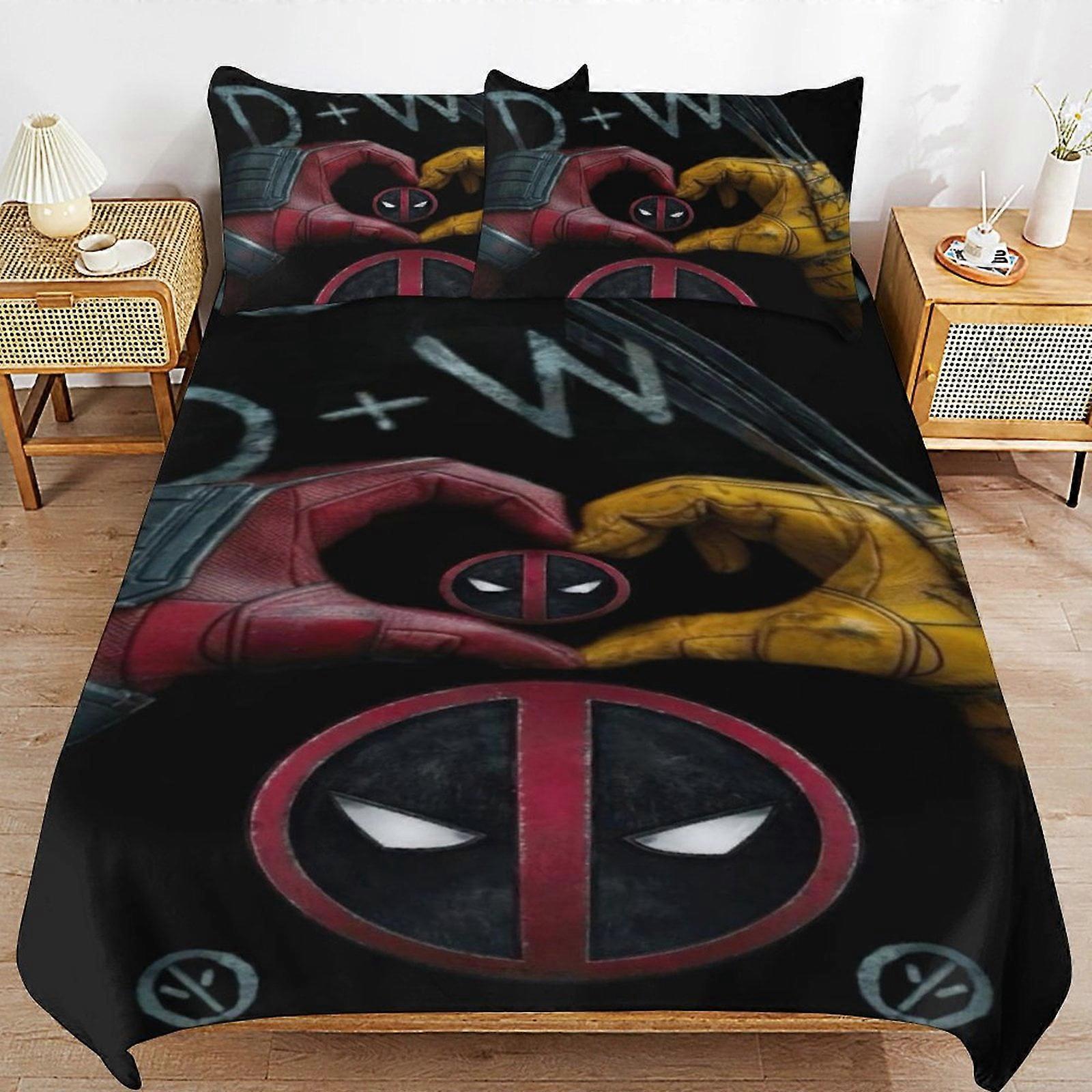 v2941 draps de lit literie deadpool wolverine ensembles de literie housse de couette ultra douce et douce pour la peau 3 pièces, mignon housse de couette ensemble de lit pour garçons filles ki
