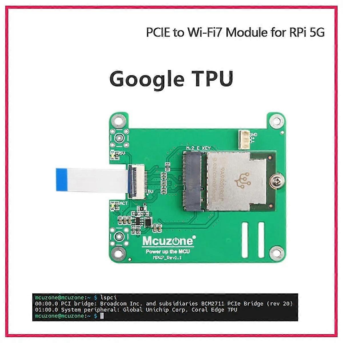 MPW7 PCIE to M.2 E-Key WiFi7 Module for 5, Support for Google TPU/WiF6E AX210/BE200/AX200, MPW7A Set