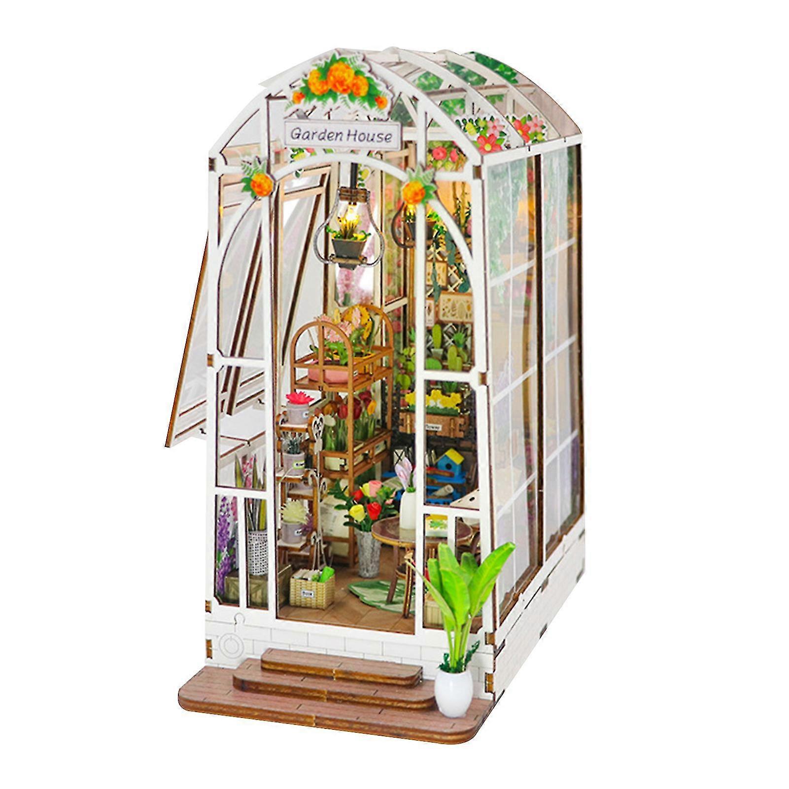 Diy Garden House Books Nooks Kit With Light Personalized Decorative Handicrafts For Bookshelf
