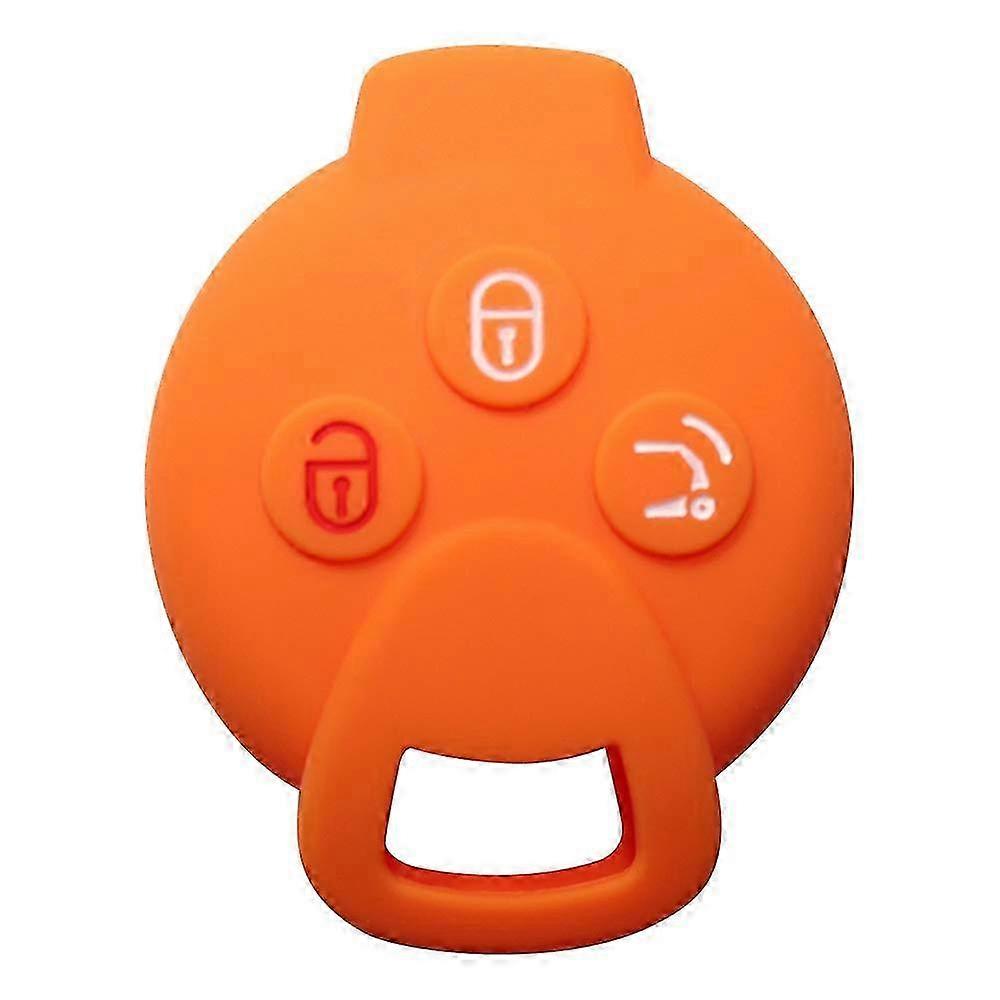 Silicone Car Key Case for SMART 451 FORTWO FORFOUR ROADSTER 3 Button Remote Car Key (Orange)