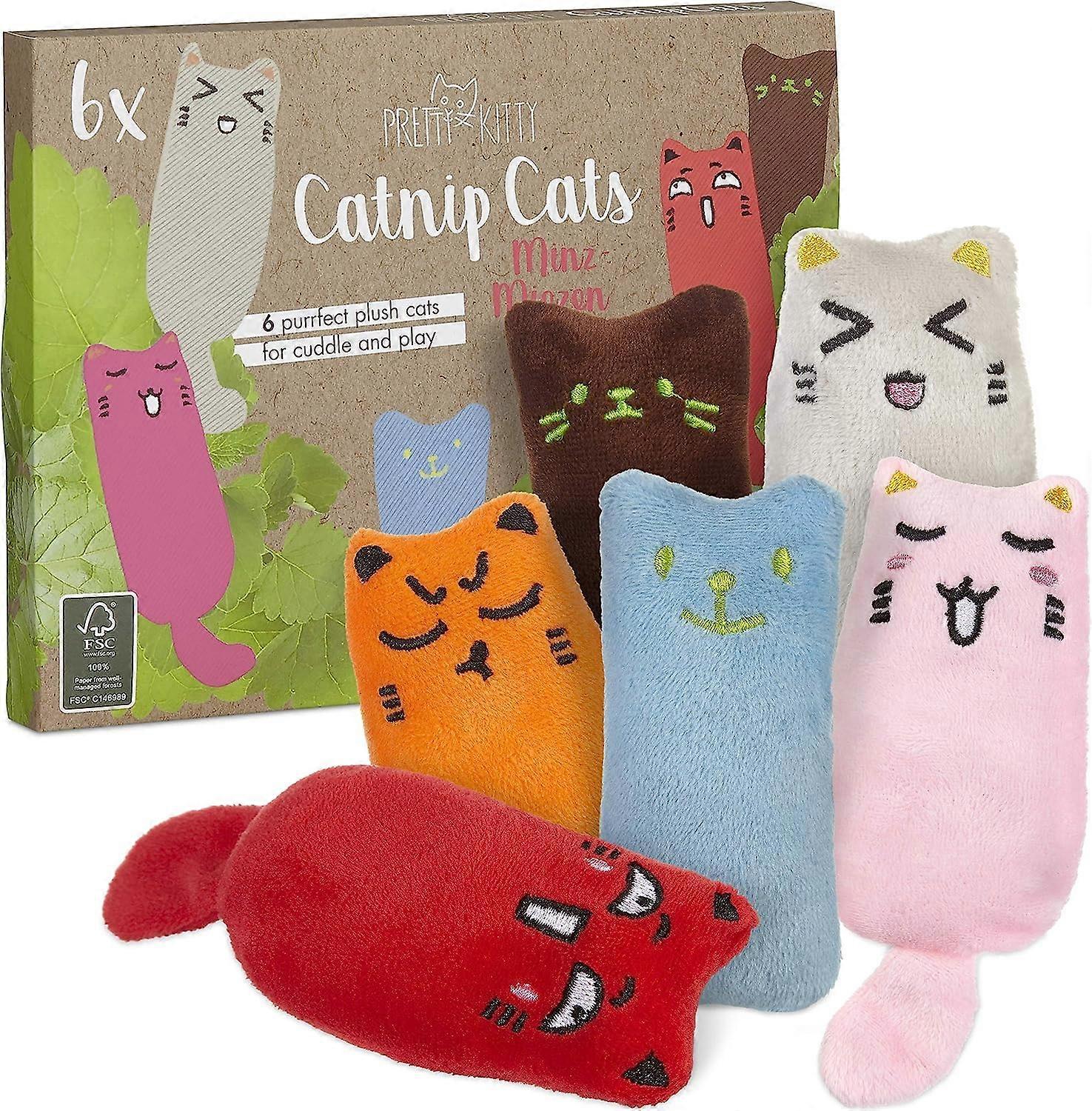 Catnip Plush Toy: Premium Catnip Toys for Cat and Kitten - 6X Catnip Plush Toys with Dried Catnip - Interactive Catnip Cushion Toy
