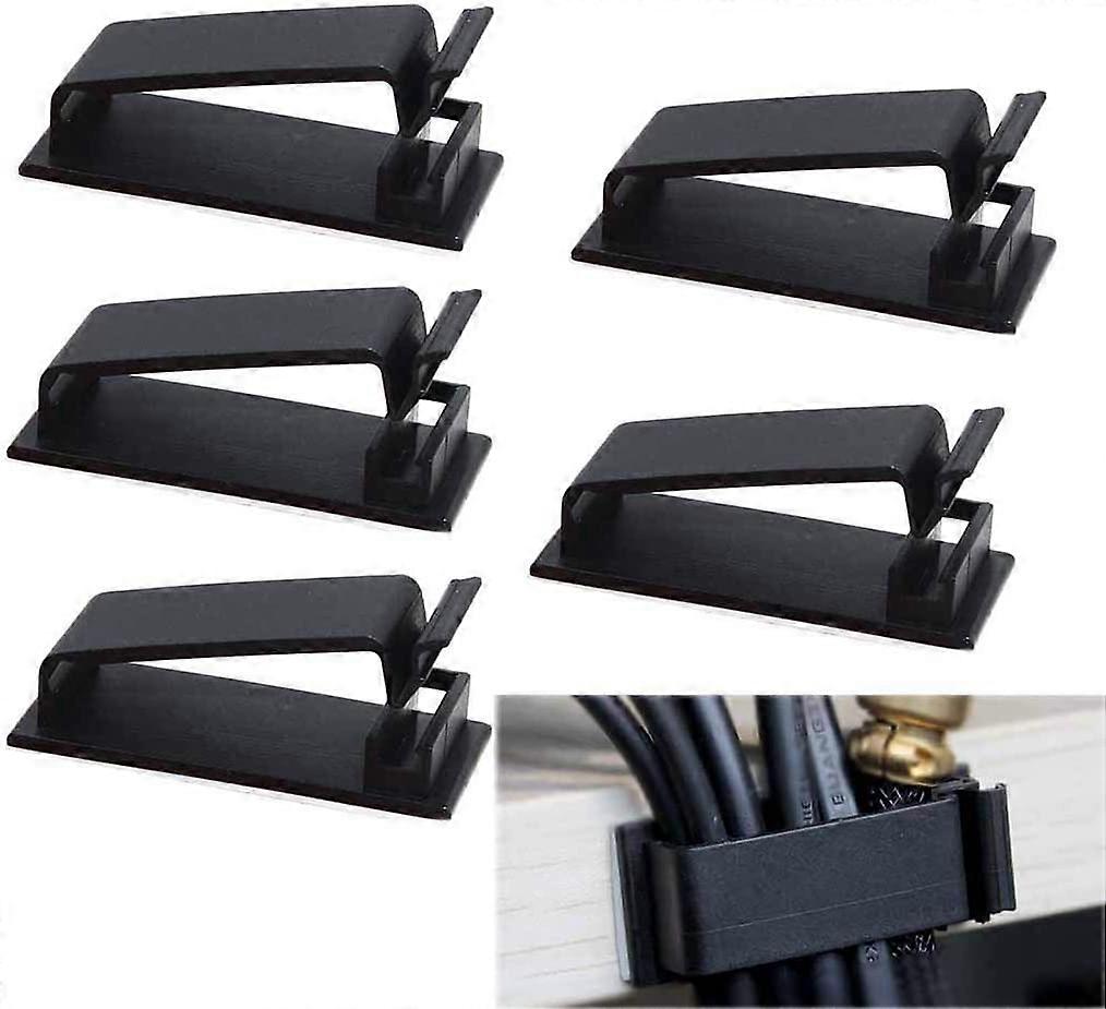 Adhesive Cable Clips - Cable Tidy - Black Electrical Cable Holder - 5 Pieces for Phone or Ethernet Cords Tidy and Organizers