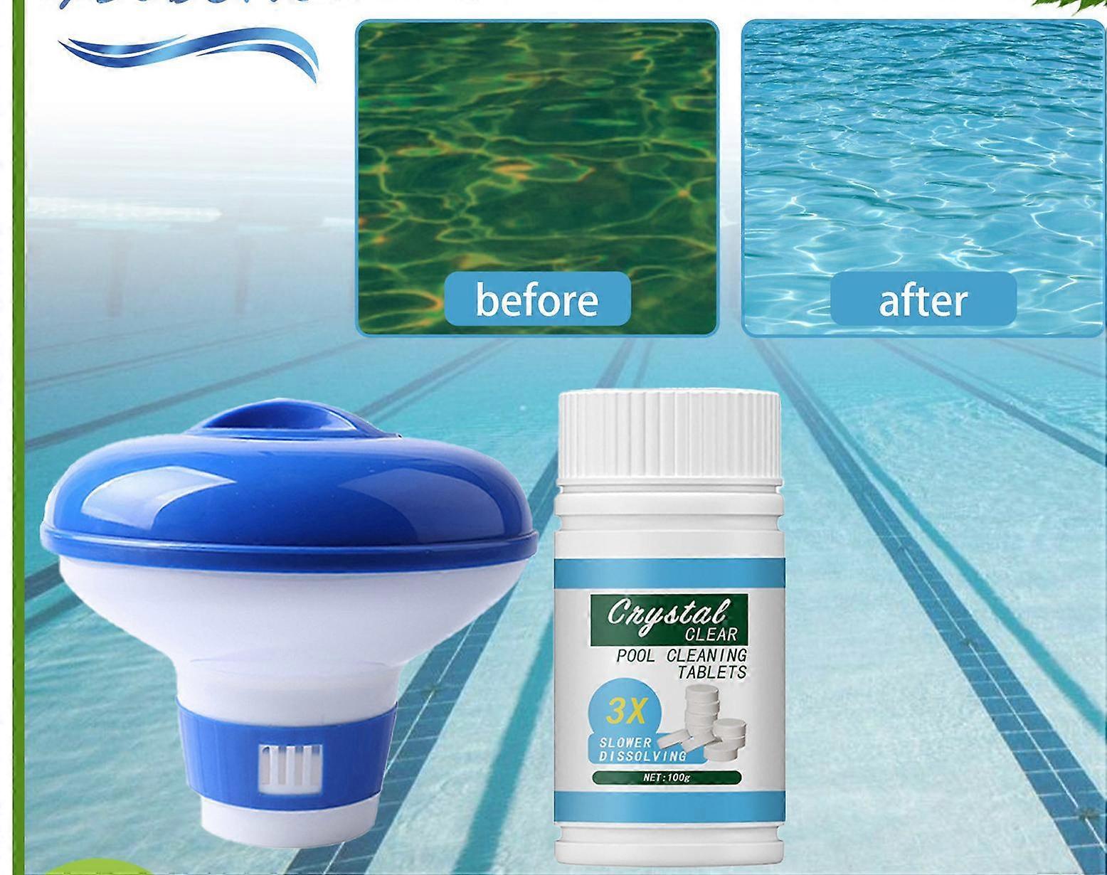 Swimming pool effervescent tablets, special cleaning, deodorizing and decontaminating water for swimming pools, clean and instant 100g (3 pieces)