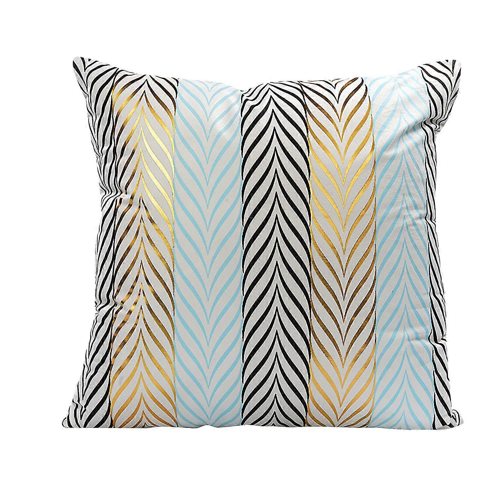 Home Geometric Bronzing Pillowcase, Pillow Car With Soft Fabric Lumbar