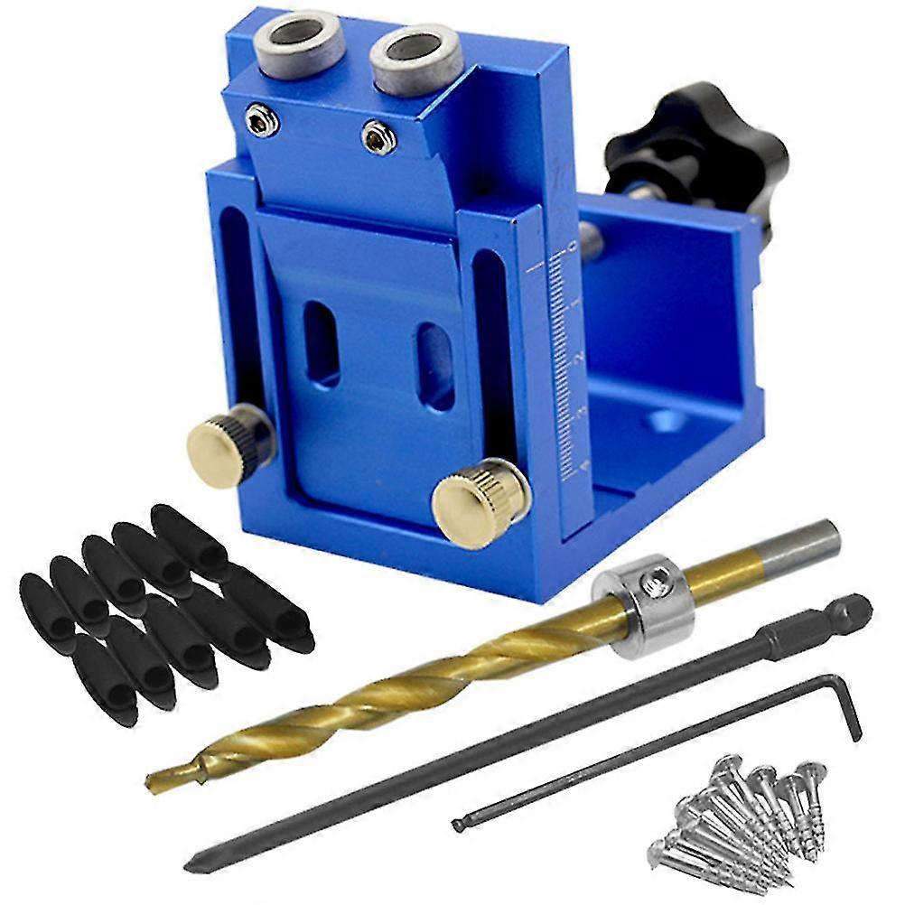 1 sett lommehulljigg dobbel 15 grader bærbar boreguide trebearbeidingsverktøy