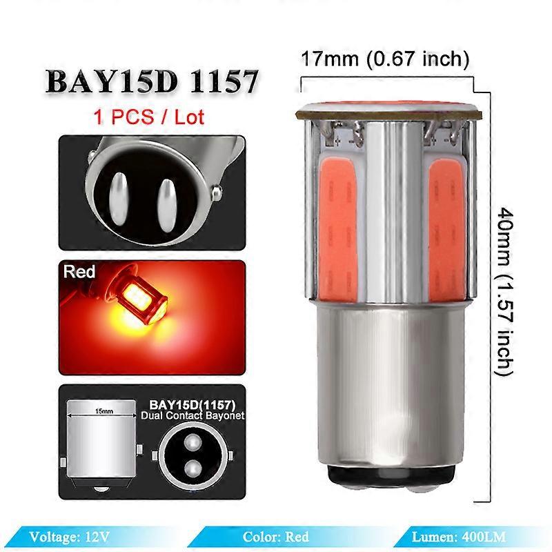 1 PCS P21W 1156 BA15S 1157 BAY15D LED Bulb 12V COB 7000K White Red Yellow Car Turn Signal Light Tail Reverse Brakup Parking Lamp