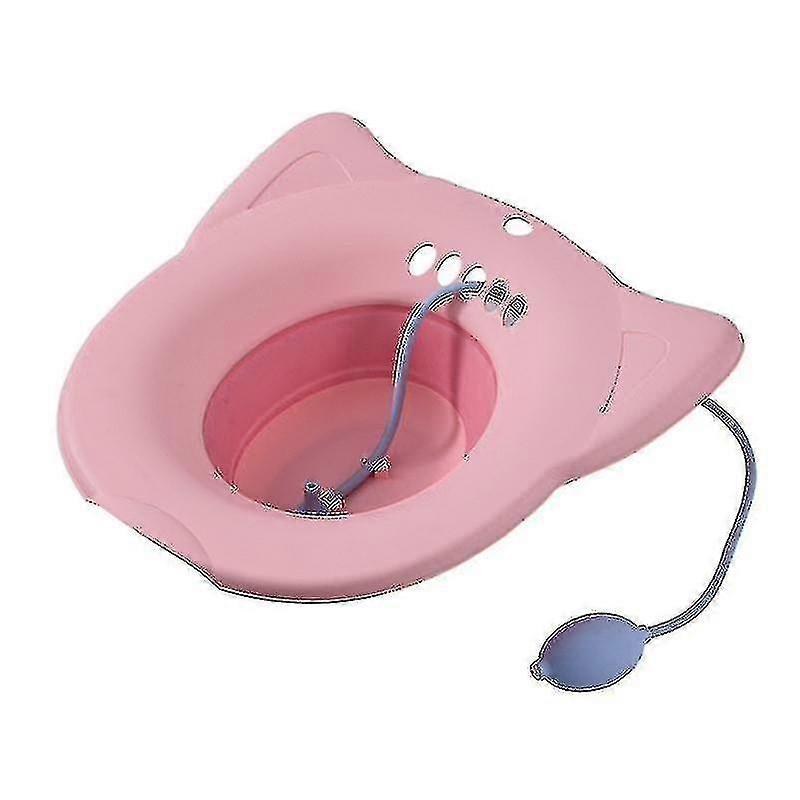 Sitz Bath For Toilet Hemorrhoids Postpartum Care, Perineal Soaking Bath Over The Toilet Seat, Collapsible Sitz Basin With Flusher For Vaginal An