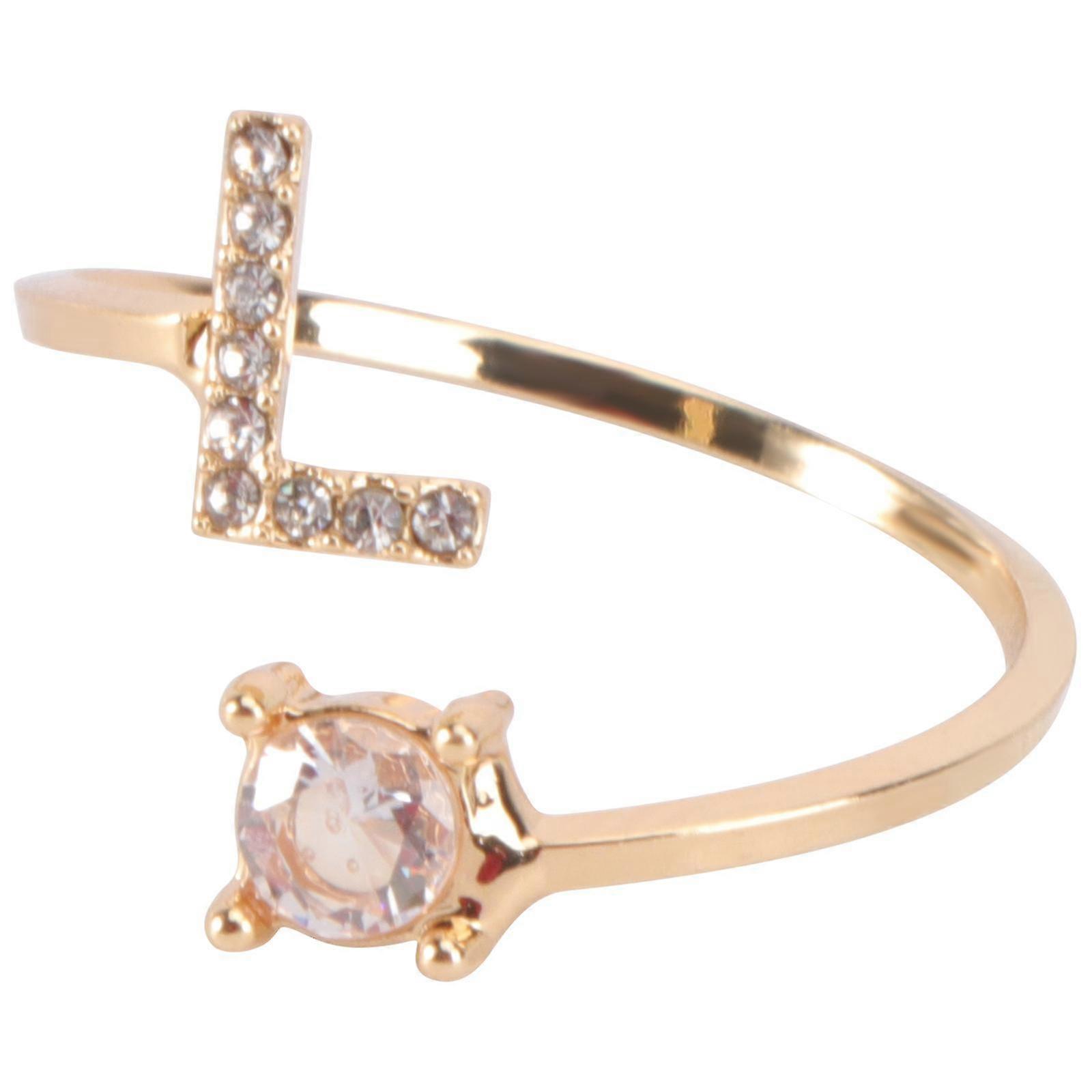 1pc strass incrusté bague initiale bague mode doigt bijoux (or, style h)