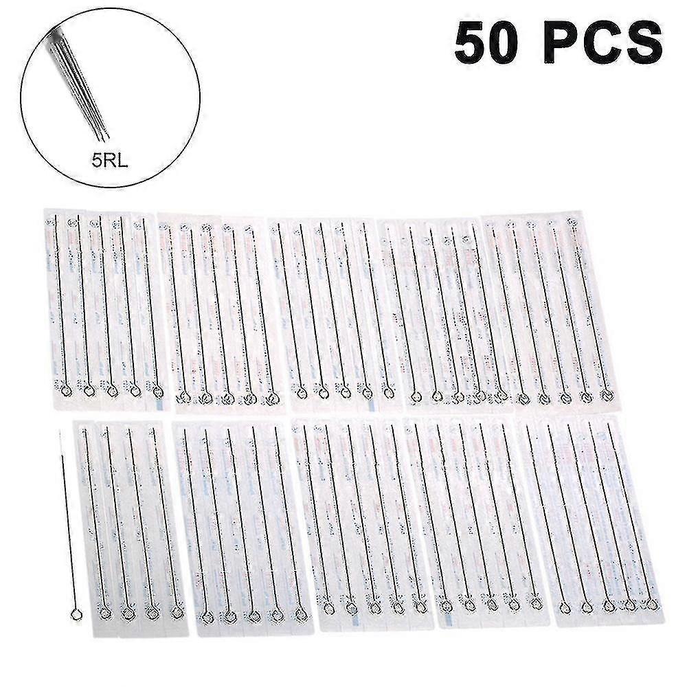50 Pcs Professional Disposable Sterilized 5RL7RL9RL Tattoo Needles - Round Liner Size