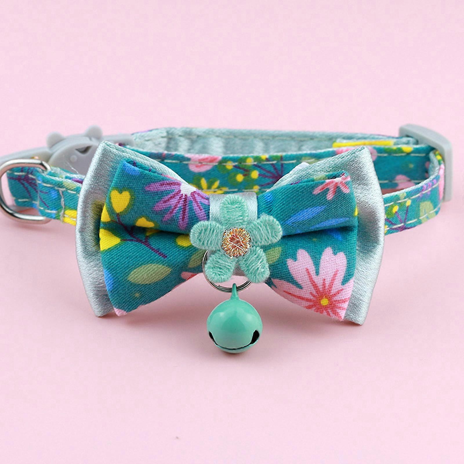 Cat Collars, Floral Bow Collar with Bell, Removable Cat Collar with Tie, Cute cat Collar for Cats and Puppies