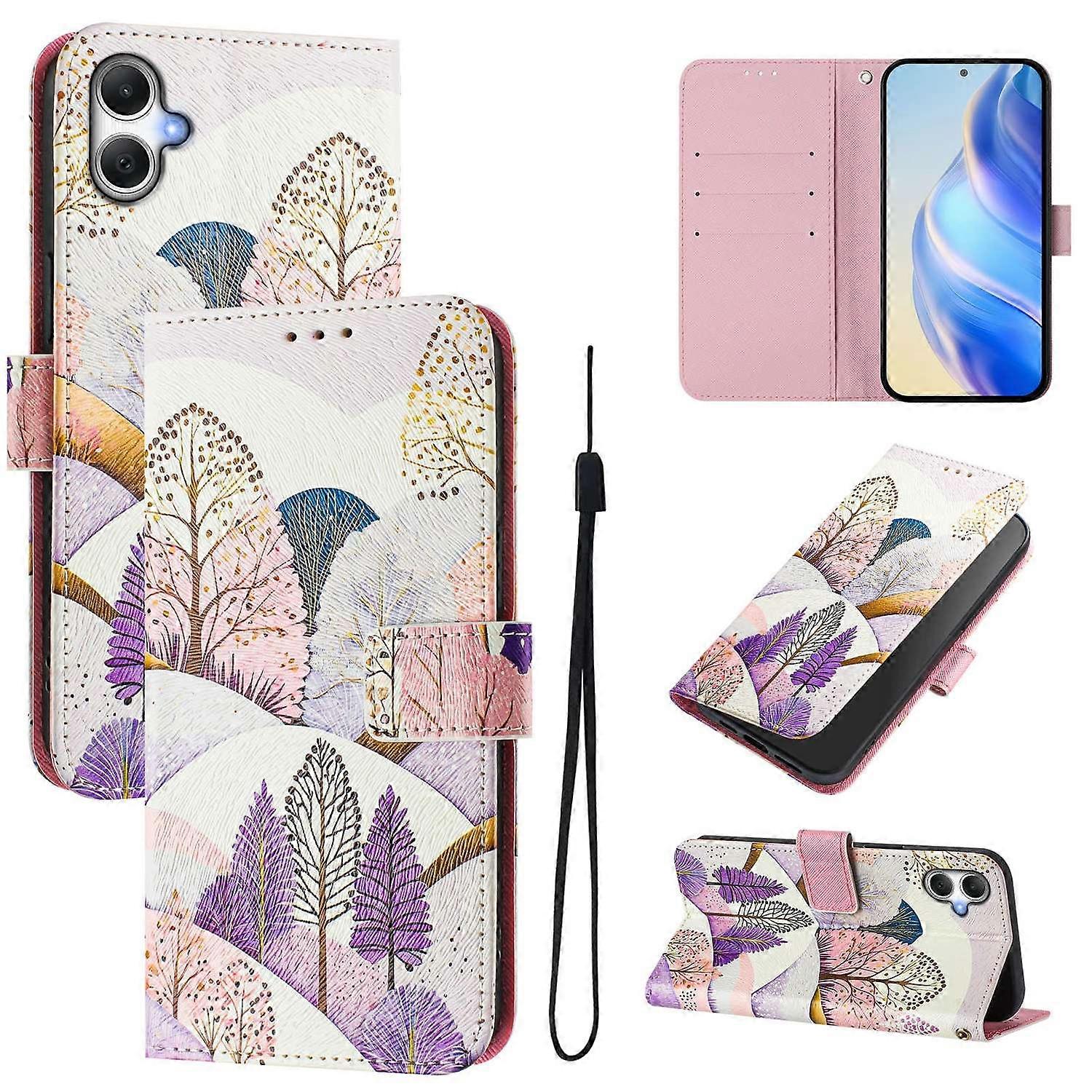 For Samsung Galaxy A06 Case Pattern Printing Wallet Phone Cover with Strap - Landscape