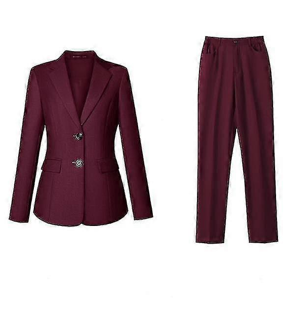 Kadın Takım Elbise Ofis Bayan Profesyonel Düz Renk Takım Elbise İş Günlük İki Parçalı Takım Elbise