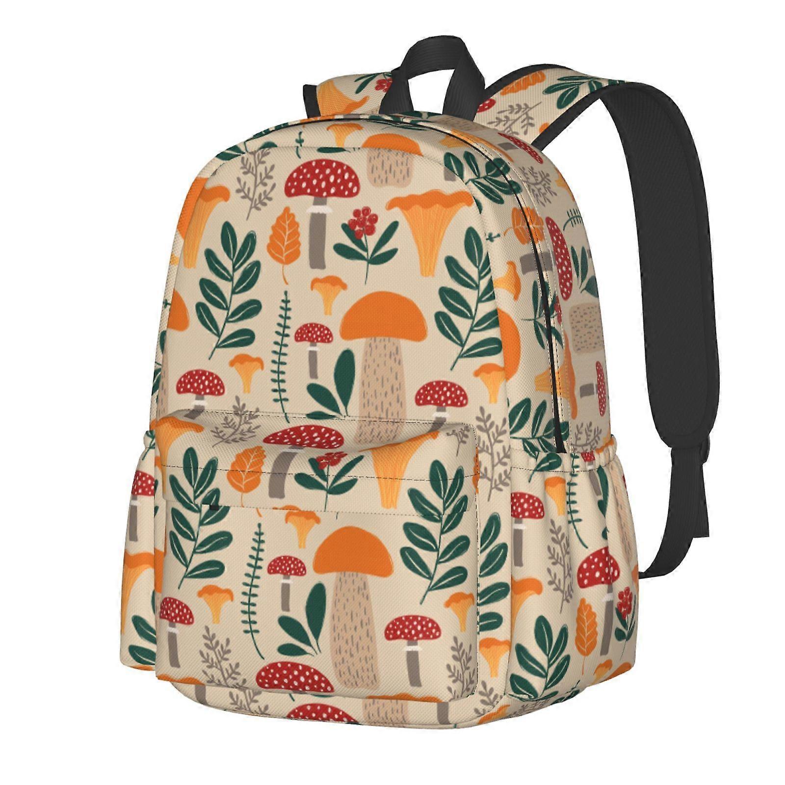 Cute Mushroom Pattern Backpack,Large Capacity Backpack,Laptop Backpack,Water Resistant Backpack For Women Men