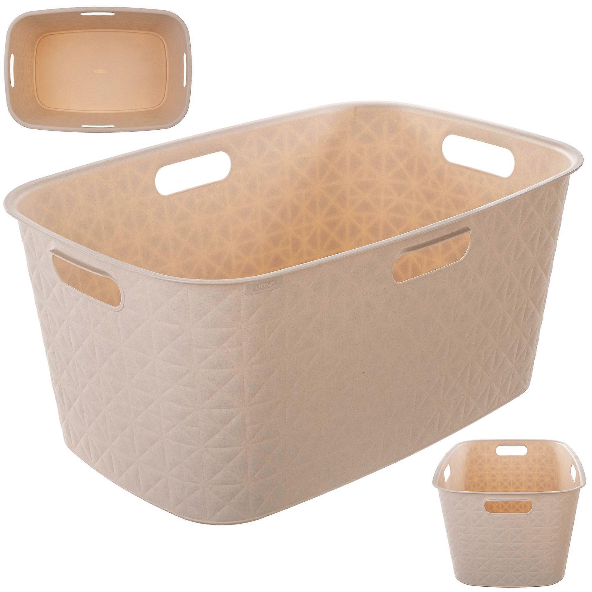 Panier à linge Mangle beige 45L bac à linge CURVER Softex