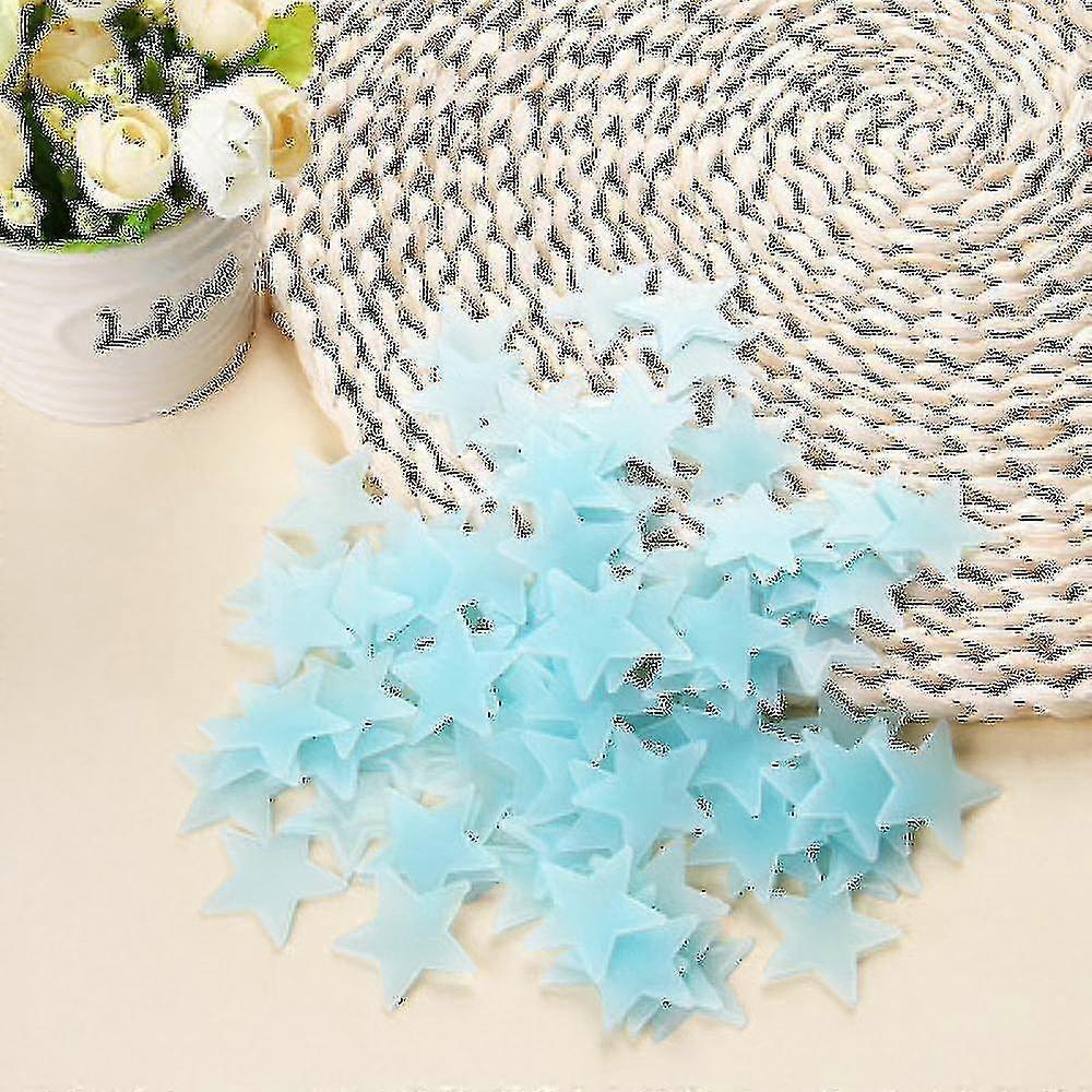 100pcs Glow Stars Noctilucent Plastic Wall Stickers(blue)