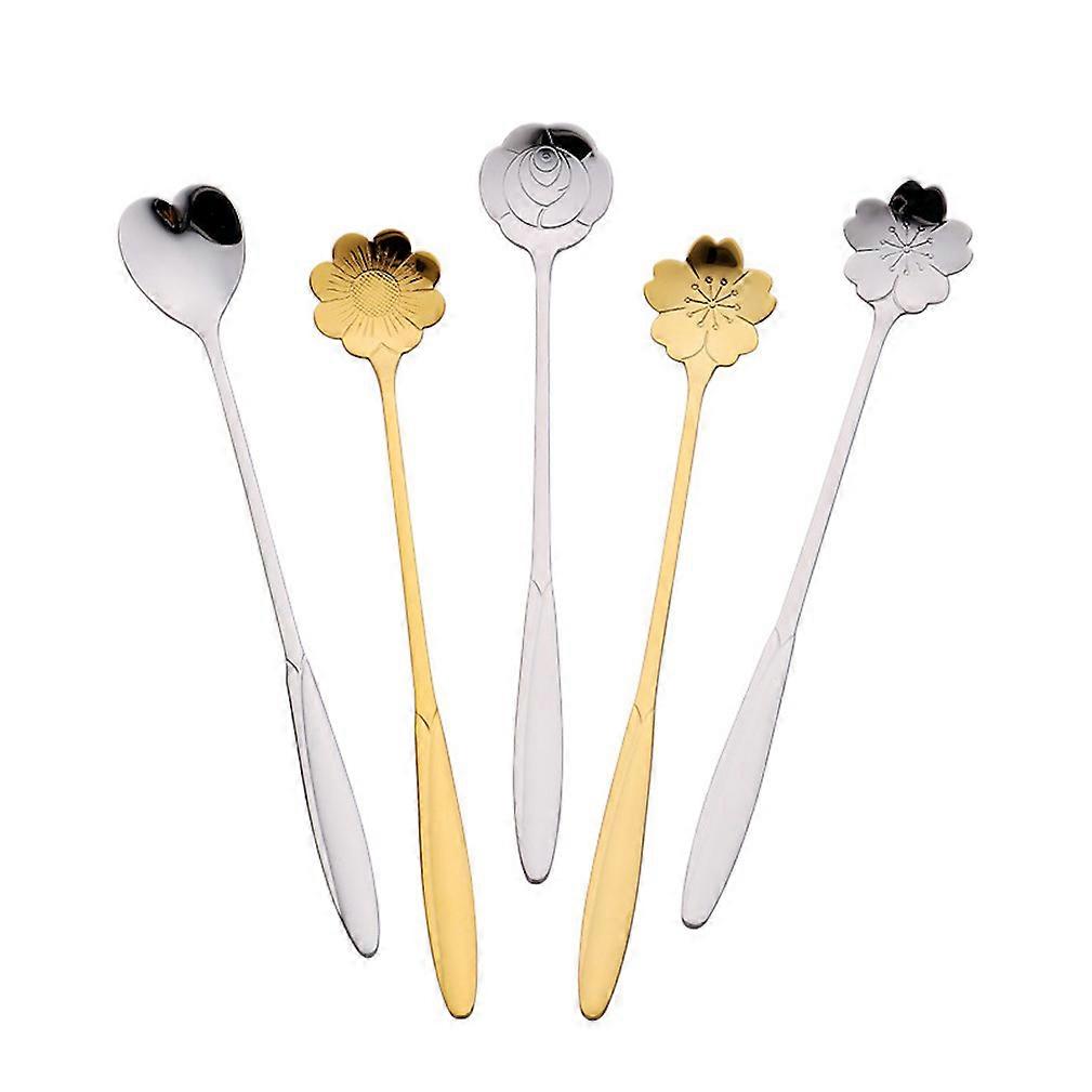 5pcs Cutlery Set Tableware Tableware Cake Spoons Stainless Steel