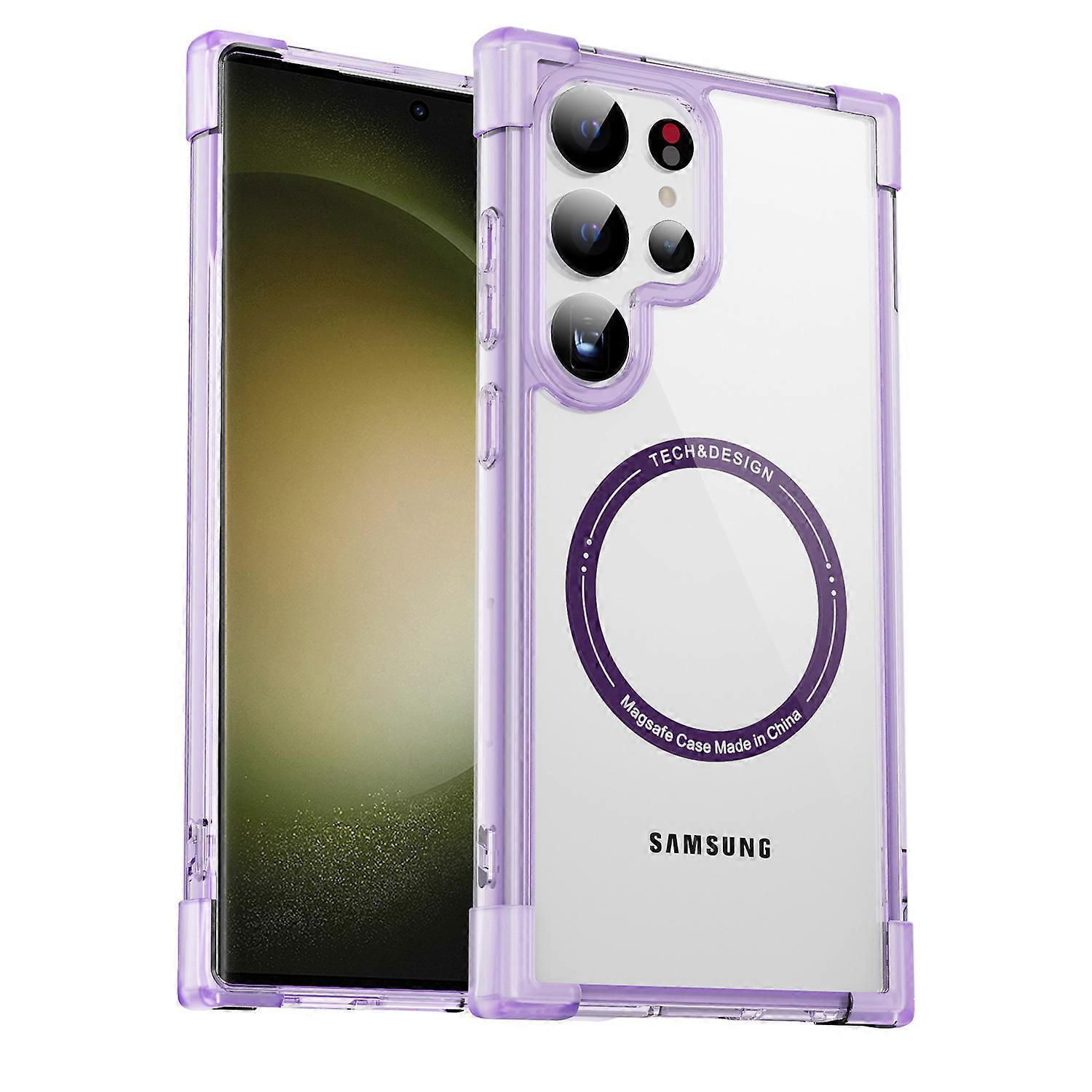 Transparent Magsafe Case For Samsung Galaxy S24 Ultra, Soft TPU Four Corners Anti-drop Shockproof Protective Cover
