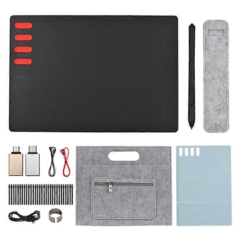 T505 Graphics Drawing Tablet Ultralight Art Creation Sketch with Battery-free Stylus 8 Pen Nibs 8192 Levels Pressure 8 Shortcut Keys Compatible with W