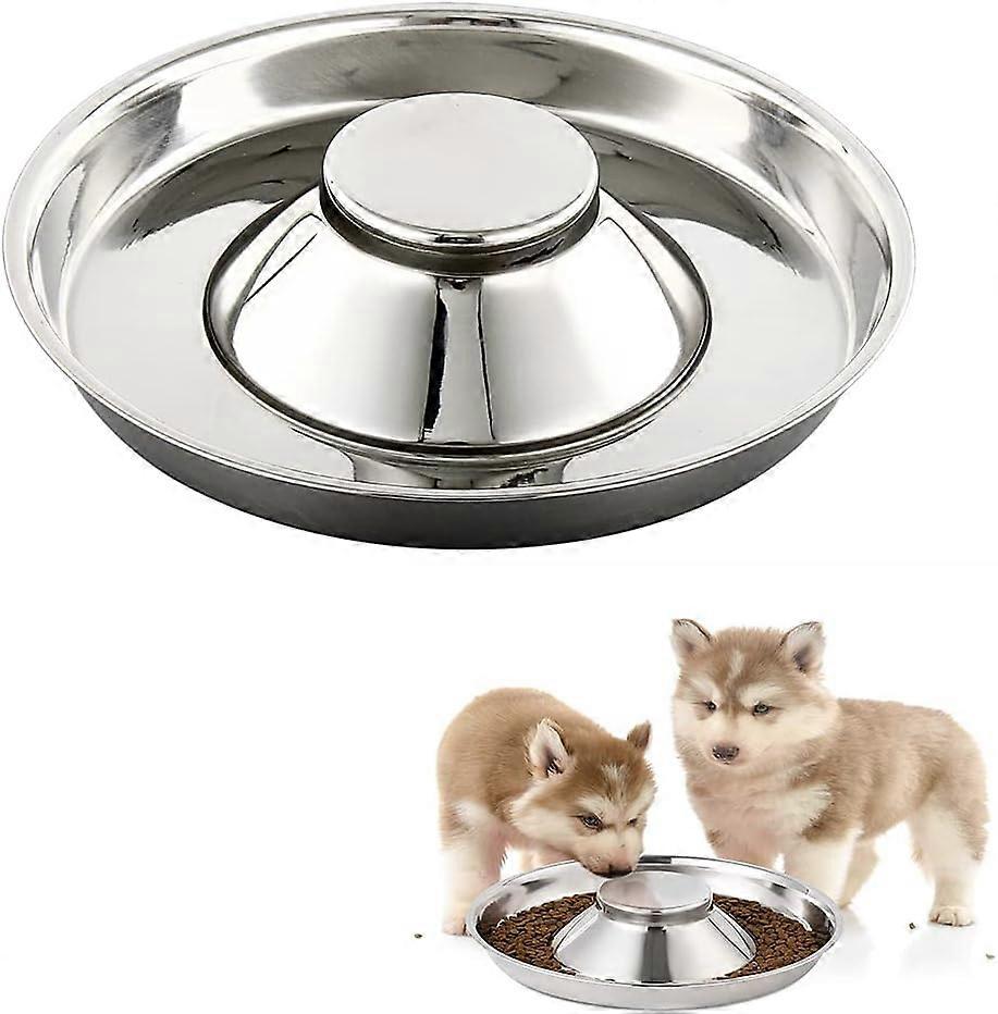 Puppy Bowl Stainless Steel Dog Bowl Puppy Bowl Slow Feeding Bowl for Multiple Pets Drink Water and Food Simultaneously (1 Pc)