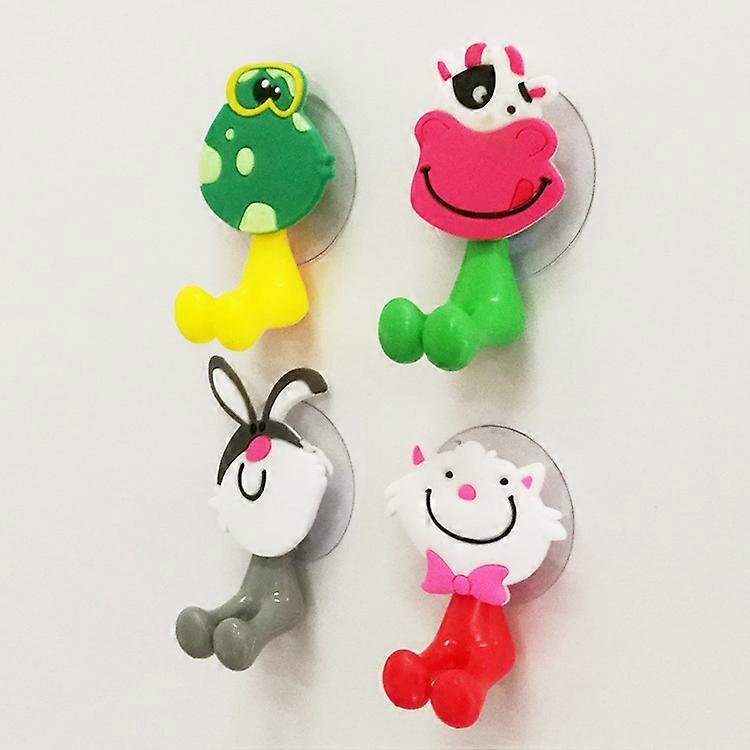 Set of 4 animal antibacterial toothbrush holders with suction cup