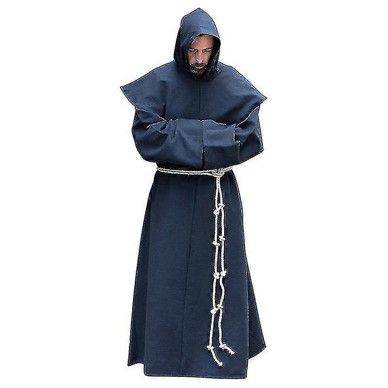 Epokus Mönch Robe Mittelalter Kostüm – Mit Kapuze, Kordel, Kreuz & Handschuhen, Für Halloween & Cosplay