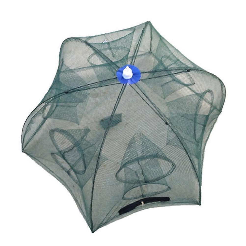 Foldable Crab Net Trap Cast Dip Cage Fishing Net for Fish Minnow Crawfish Shrimp Umbrella Design (Twelve Entrance)
