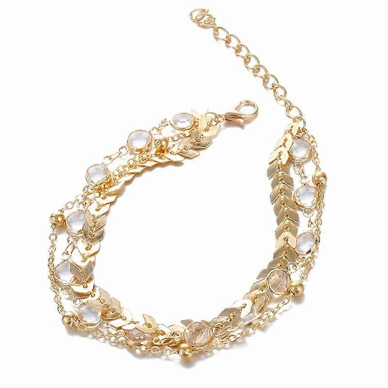 Pearl Ankle Bracelets Boho Cuban Link Anklet 14k Gold Plated Three Layer Beach Anklets Figaro Foot Chain Jewelry
