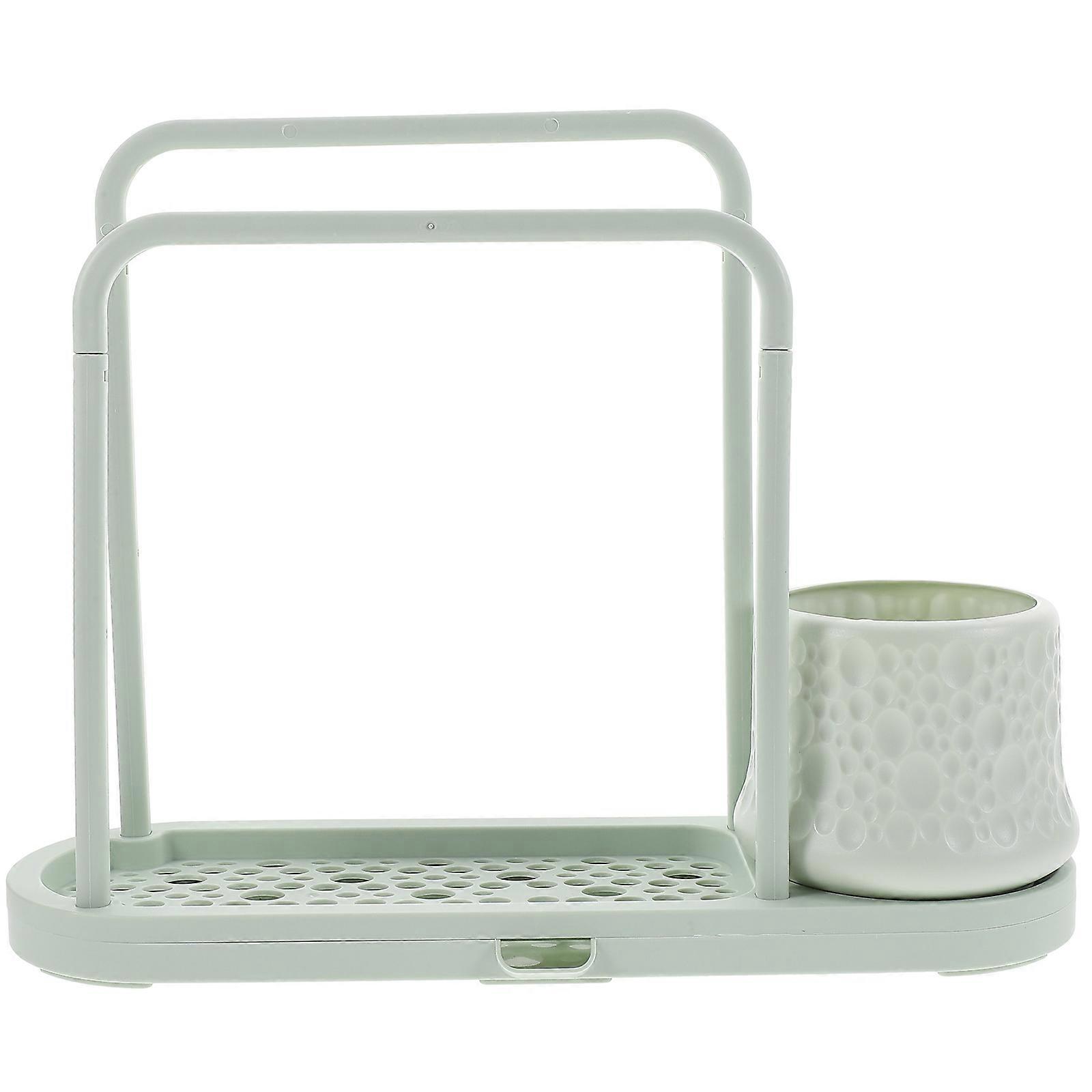 Kitchen Towel Rack Sponge Rag Holder with Cup Dish Cloth Drain Rack Kitchen Supply