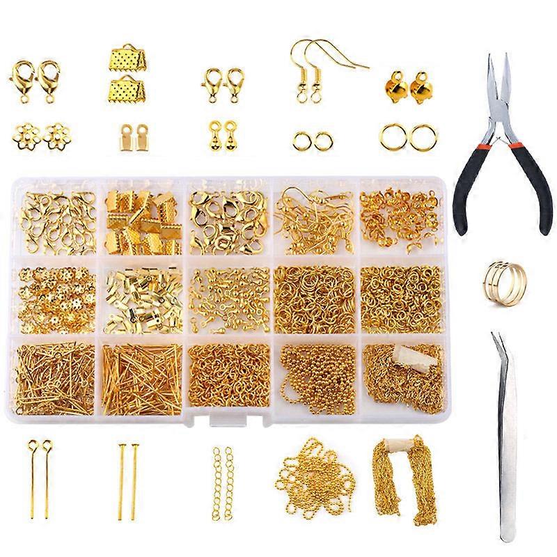 875PCSジュエリー製造用品キット - アクセサリー付きジュエリー修理ツール、ジュエリープライヤージュエリーパーツ、大人と初心者のためのビーズワイヤー