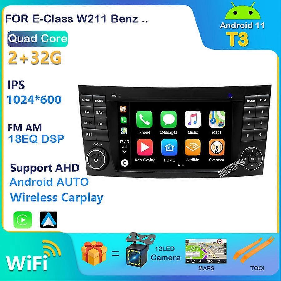 2 din android 11 car radio with screen For Mercedes Benz E-class W211 E200 E220 E300 E350 E240 E270 E280 W219 carplay