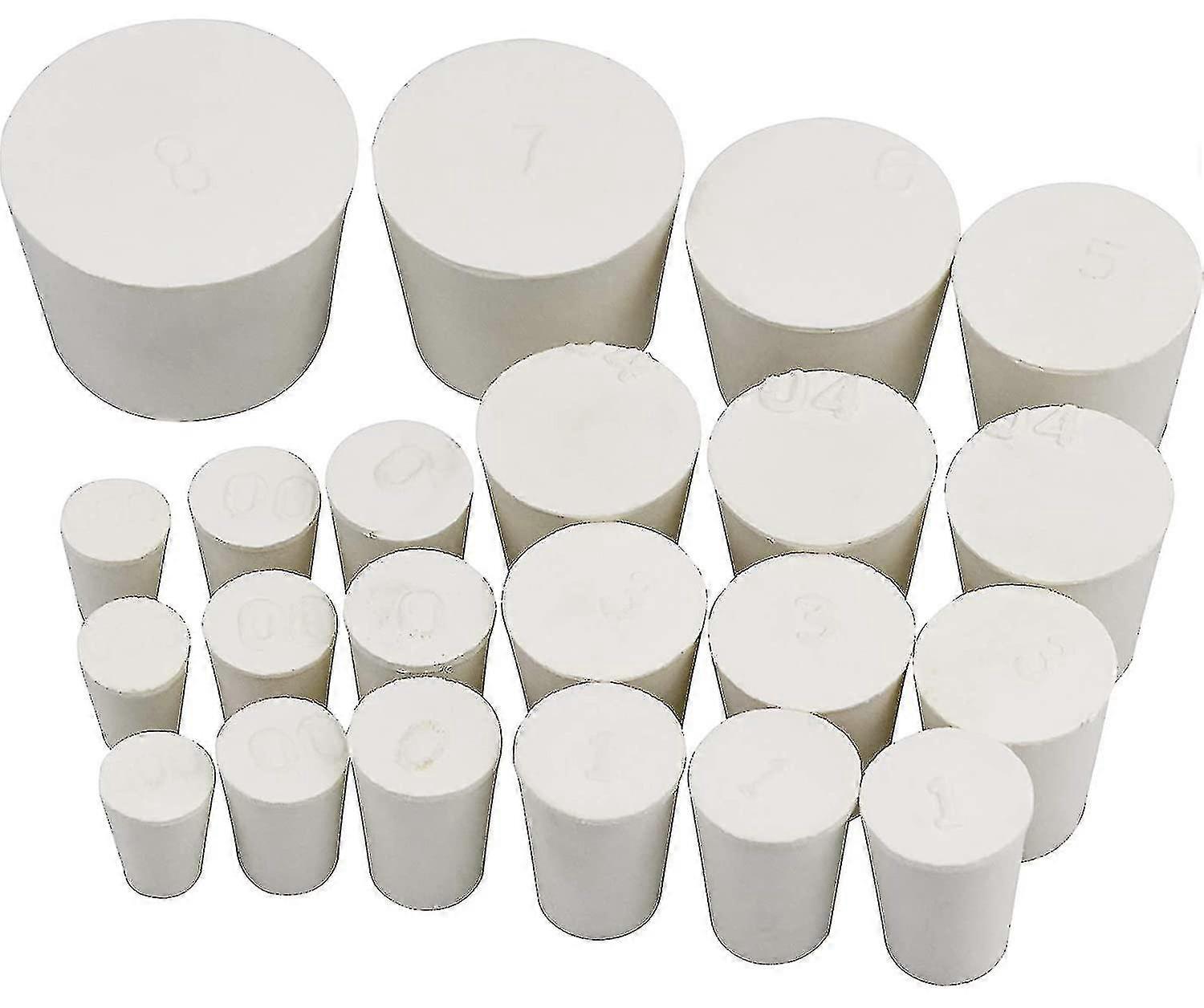 22 Pcs Solid Rubber Stopper, Solid Rubber Tapered Stopper For Laboratory (sizes 000# -8#)