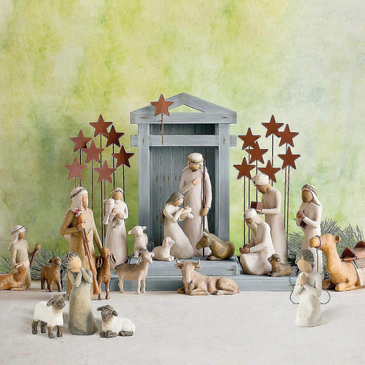 22pcs Nativity Figures Set Statue Hand Painted Decor Christmas Gift