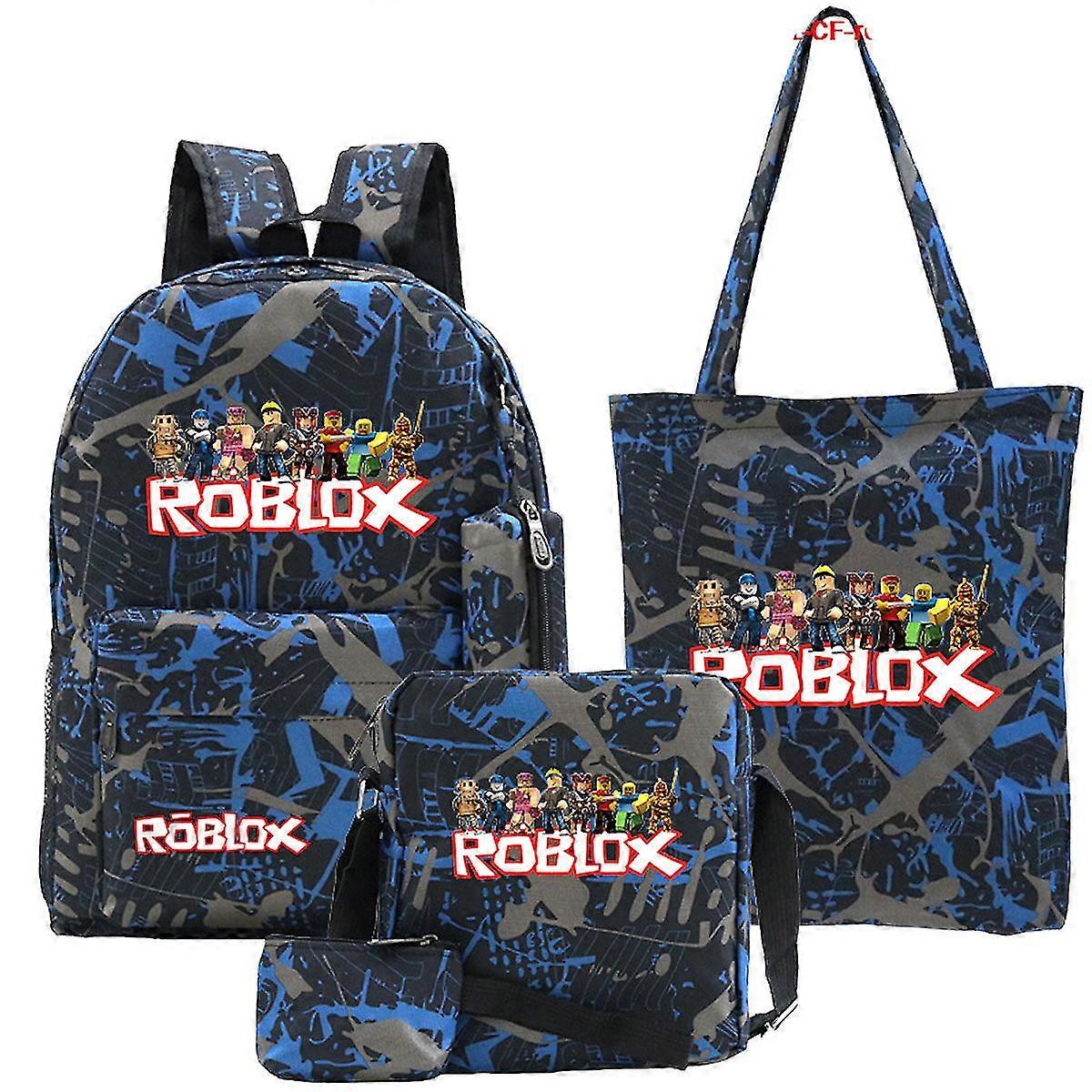5pcs / set Roblox School Backpack Casual Travel Bag Grande capacità Daypack con Messenger Bag Pencil Bag Tote Bag Change Purse