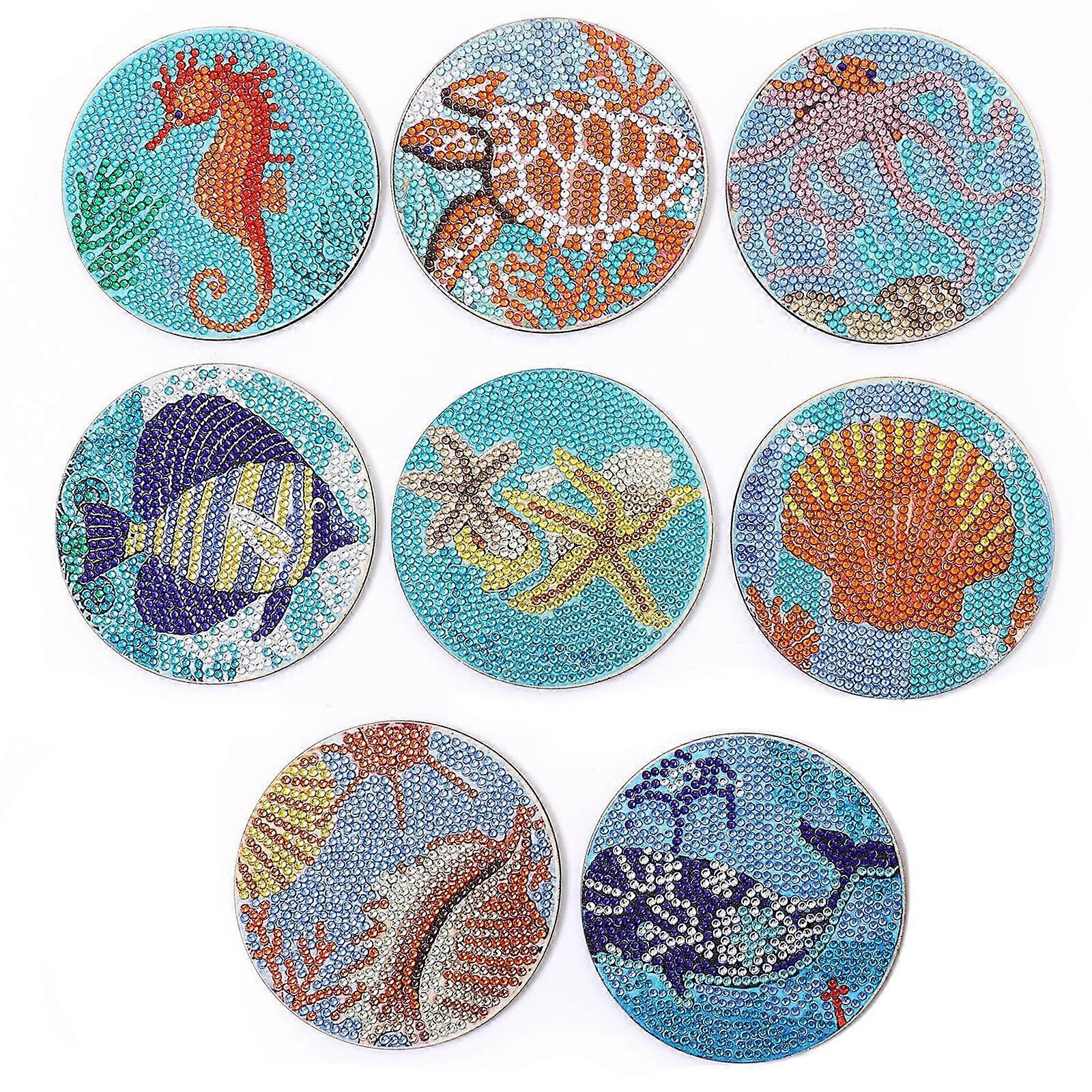 6pcs Art Coaster With Stand High Quality Beautiful Multicolor Acrylic