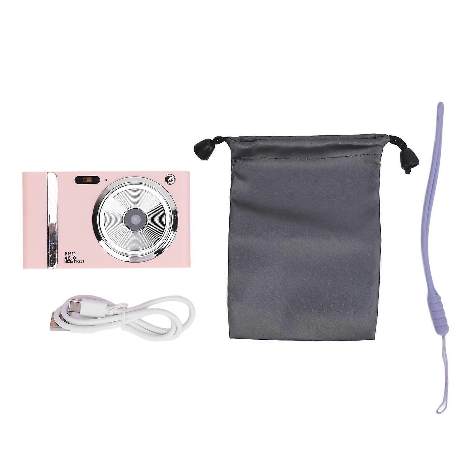 Digital Camera 1080P 48MP 16X Digital Zoom Prevents Shake Face Detection Continuous Shooting Multi Filters Retro HD Digital Camera Pink