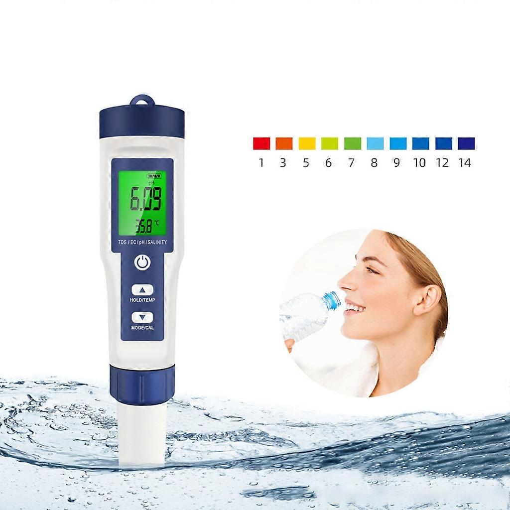 Water Quantity Monitors PH/TDS/EC/Salinity/Temp Meter for Drinking Water Pool