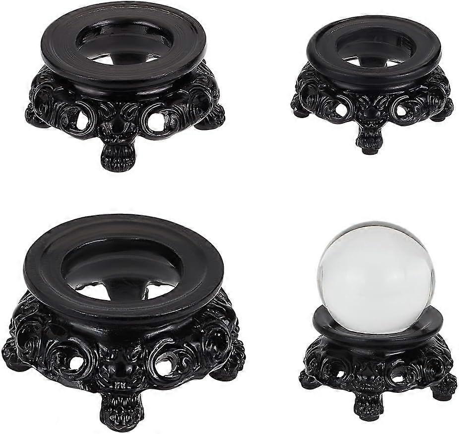 3pcs 3 Sizes Crystal Ball Display Stand Resin Sphere Stands Carved Stump Wood Stand Base Black Crystal Ball Stand Crystal Ball Display Pedestal for Sp