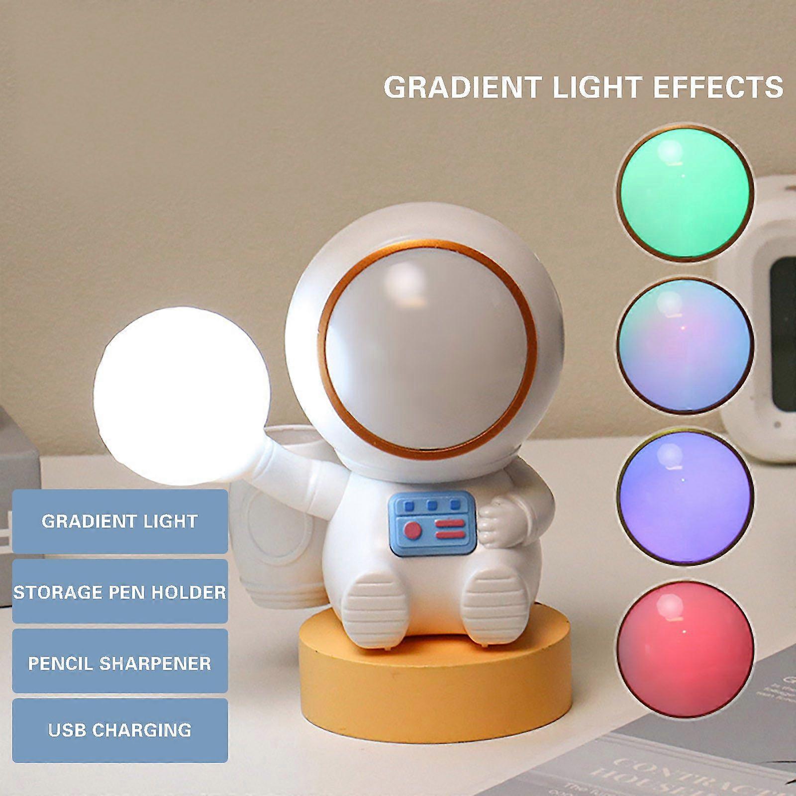 Astronaut Usb Charging Storage Pen Small Desk Lamp Pencil Sharpener Colorful Gradient Night Light