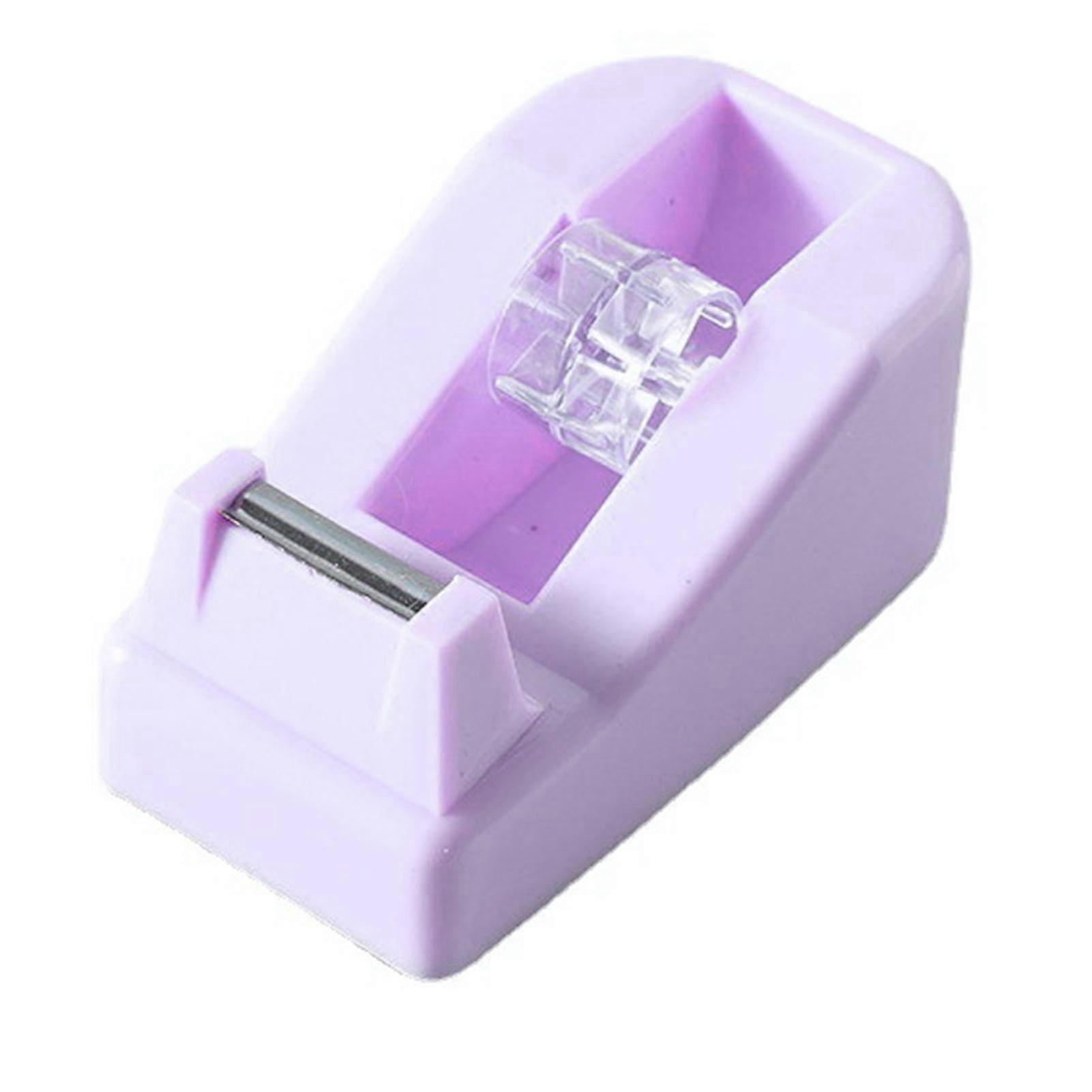 Easy Operation: Purple Desktop Tape Dispenser - Sturdy Plastic Cutter for Family & Office