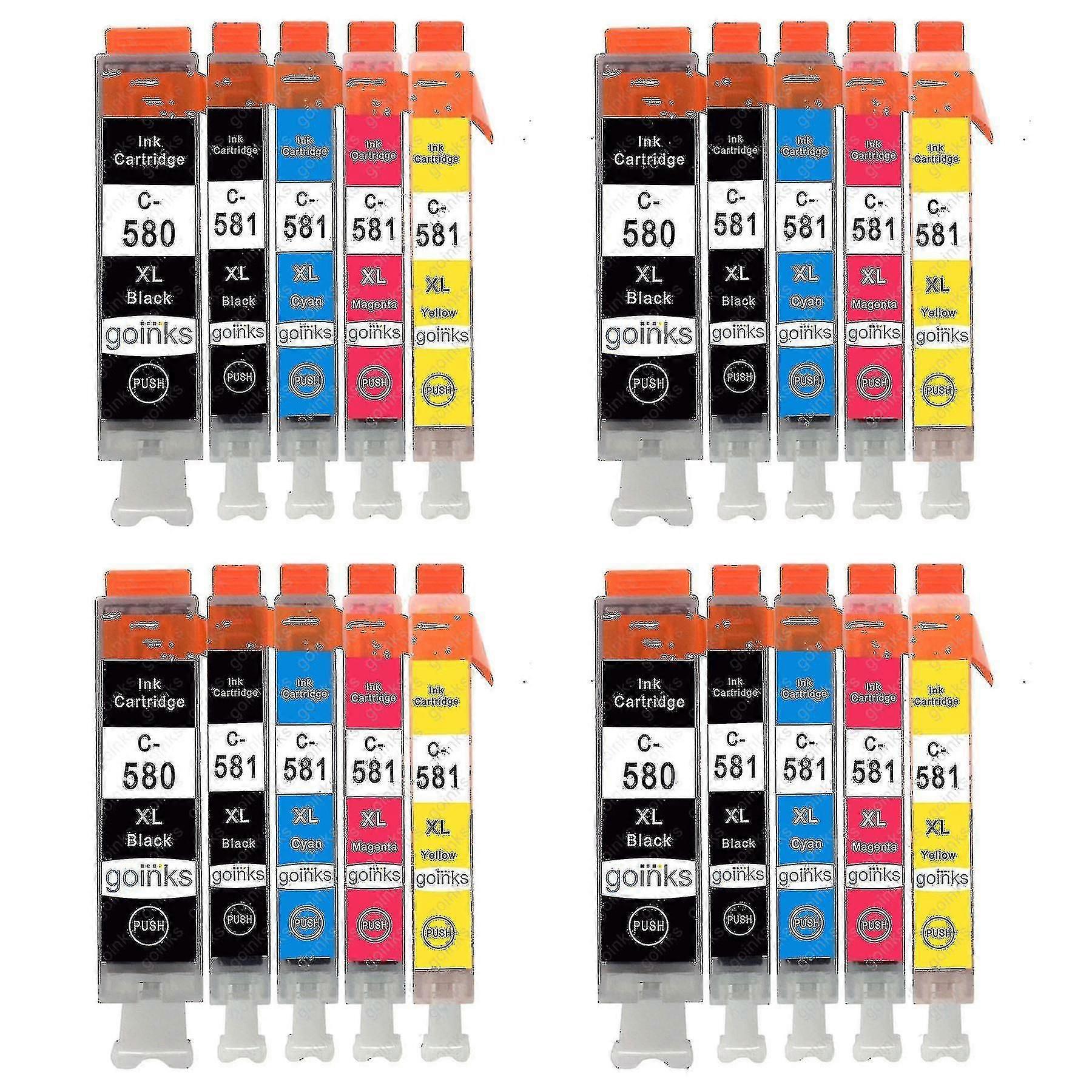 4 Set Of 5 Ink Cartridges To Replace Canon Pgi-580 Cli-581 Compatible/non-oem From (20 Inks) [reduced!!! 30off%]