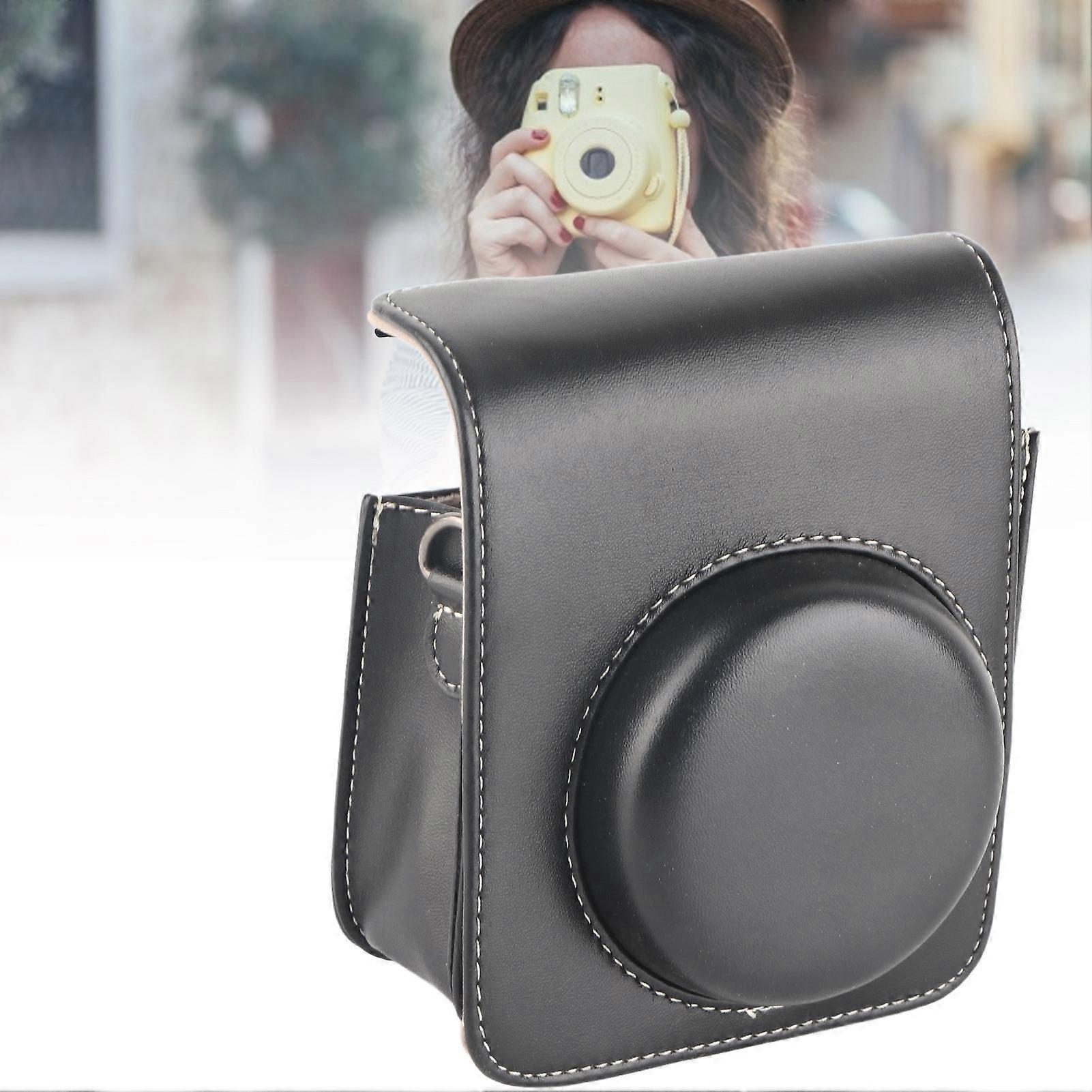 PU Leather Mini Camera Case with Strap for Instax Mini 40 Black