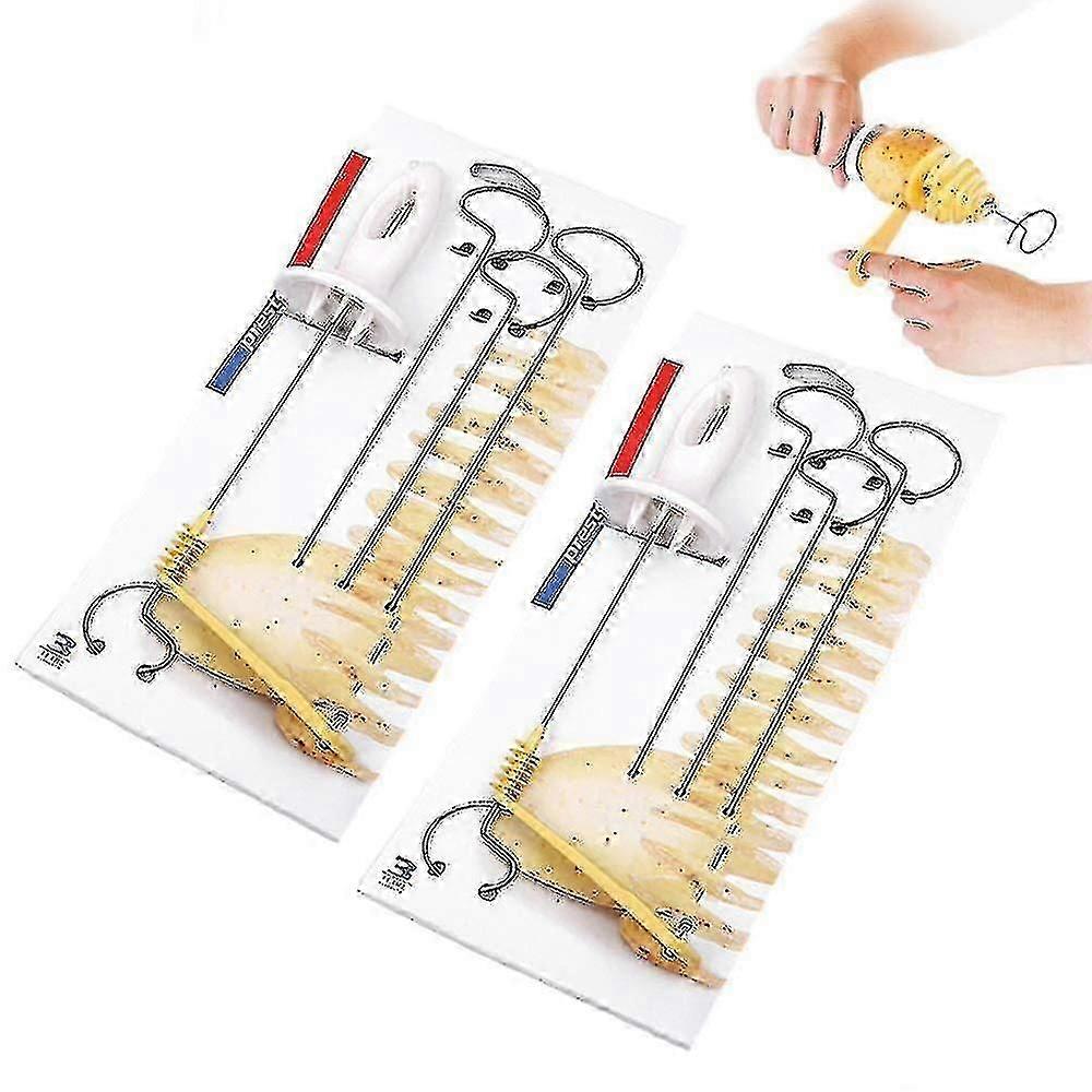 2 Set Spiral Potato Cutter Manual Slicer, Fried Vegetable Spiral Slicer With 4 Stainless Steel Rods