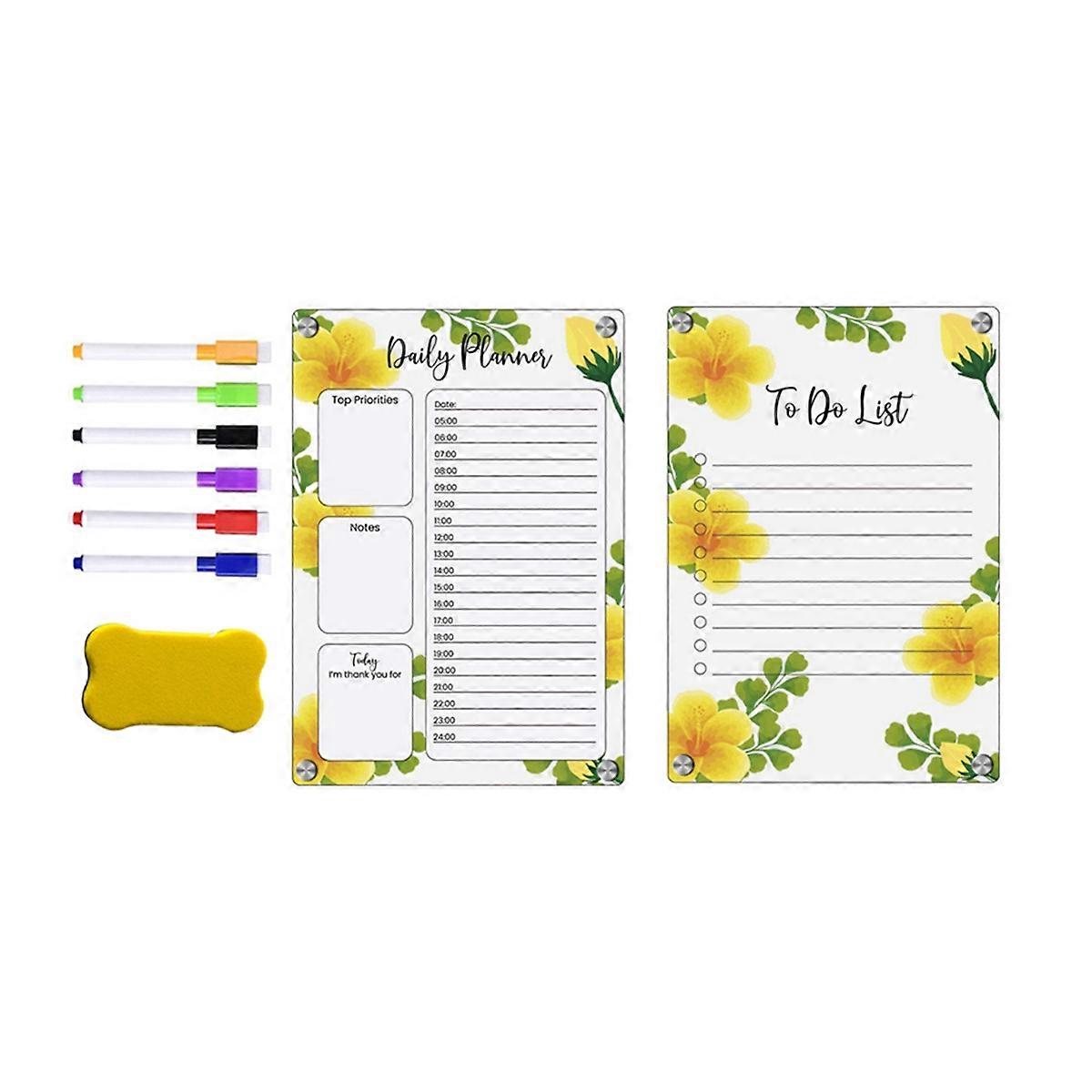 Magnetic Acrylic Daily Planner Memo Board with Erasable Writing for Refrigerator