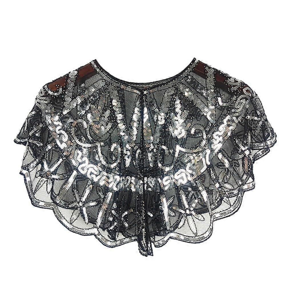 Cape Shawl Flapper Beaded Sequin Gatsby Evening Sparkling Bridal Wedding Party Cape for Evening Bridal