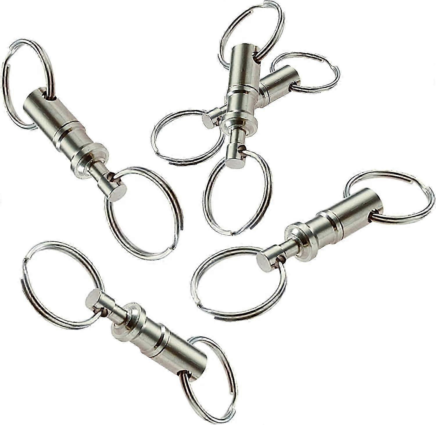 5PCS Detachable Keychain, Pull Open The Buckle Type Quick Release Keyring, Portable Keychain with Two Open Rings Silver