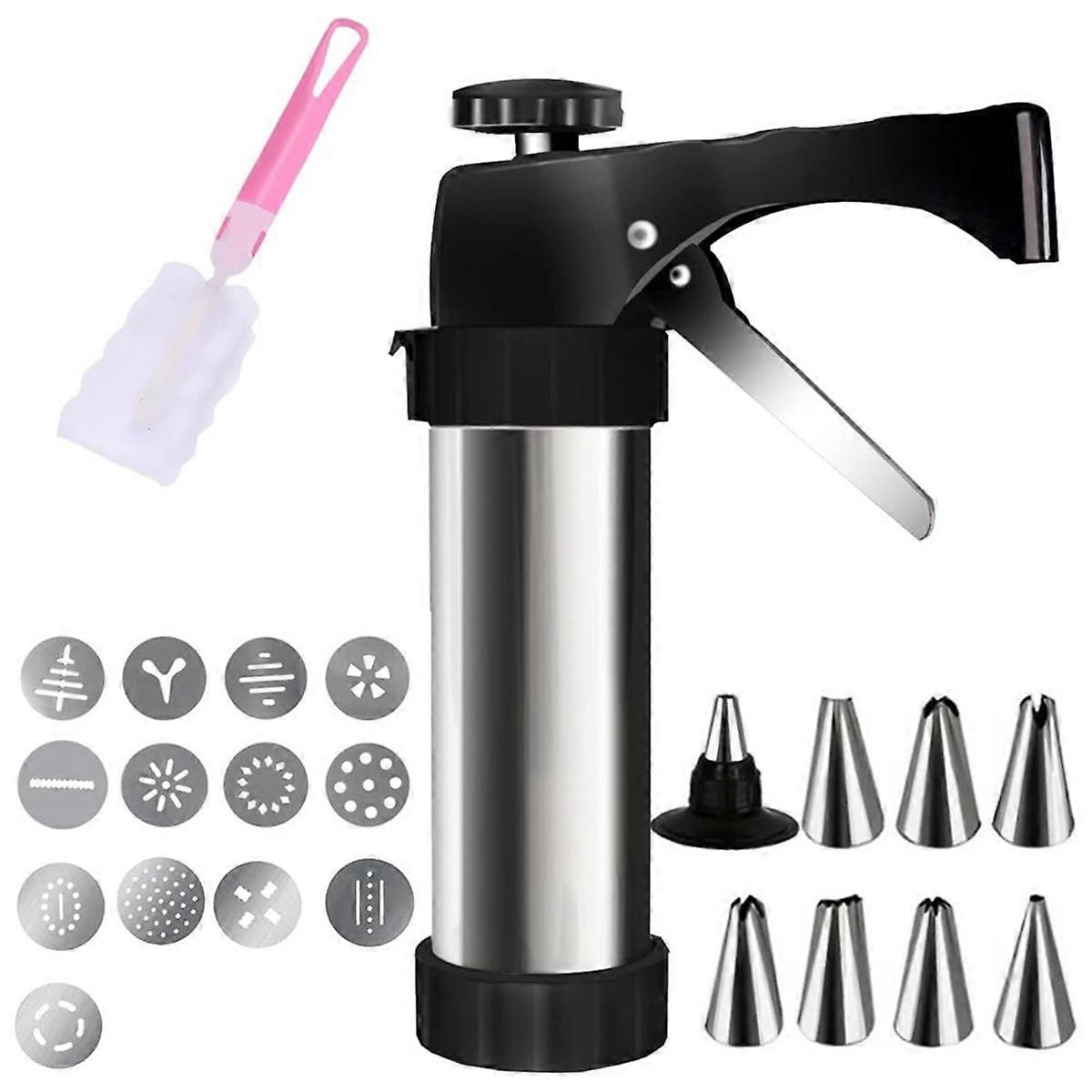 Cookie Press, Stainless Steel Cookie Set with 8 Frosting Tips and 13 Cookie Plates for DIY Cookie Making and Decorating